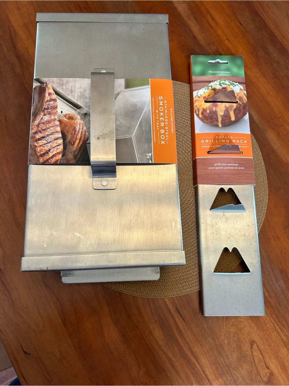 Williams-Sonoma Stainless Steel Smoker Box & Potato Grilling Rack New in Box